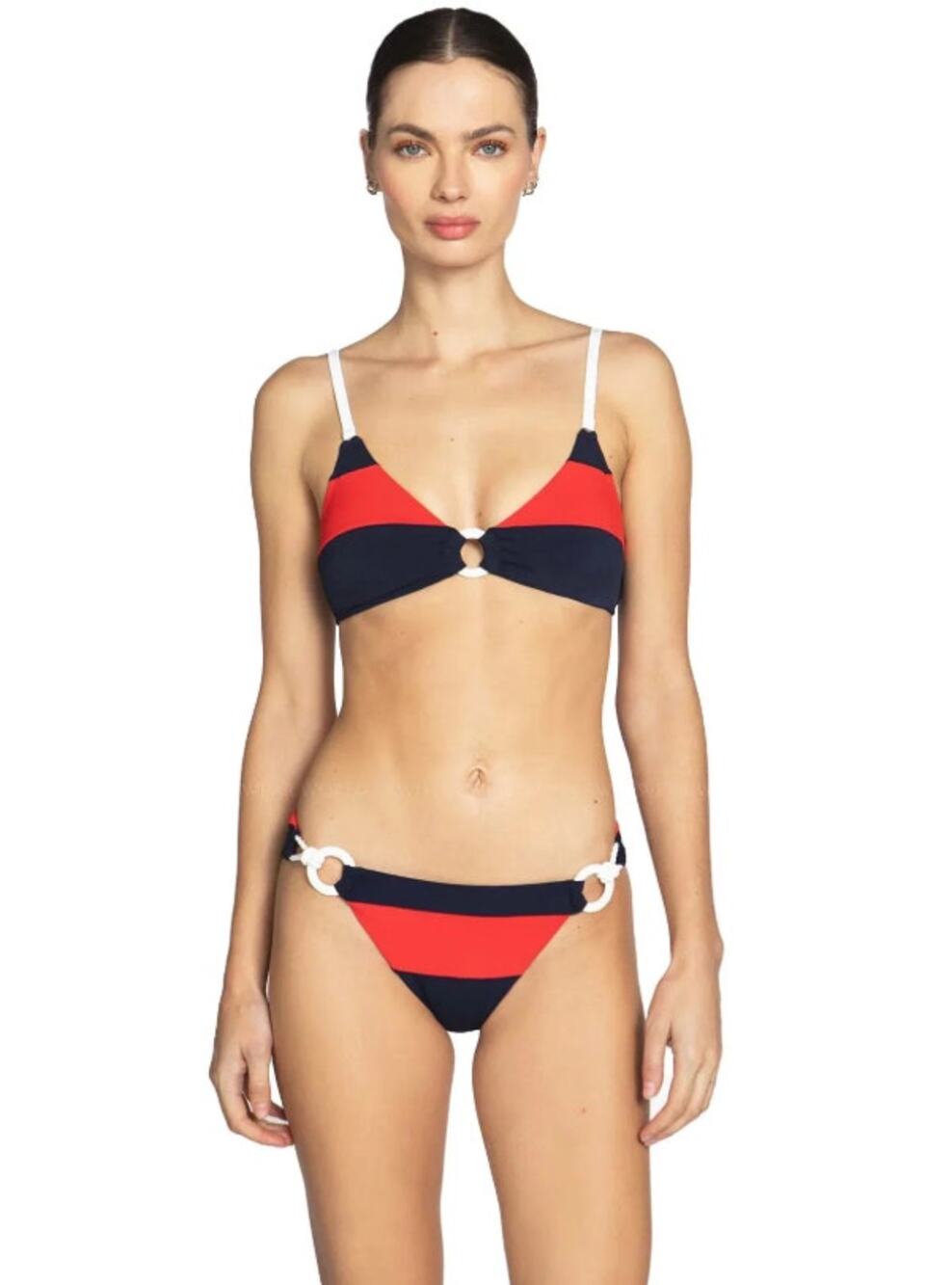 ROBIN PICCONE Women's Babe Bikini Medium Navy Blue Red Top & Bottom Combo NWT